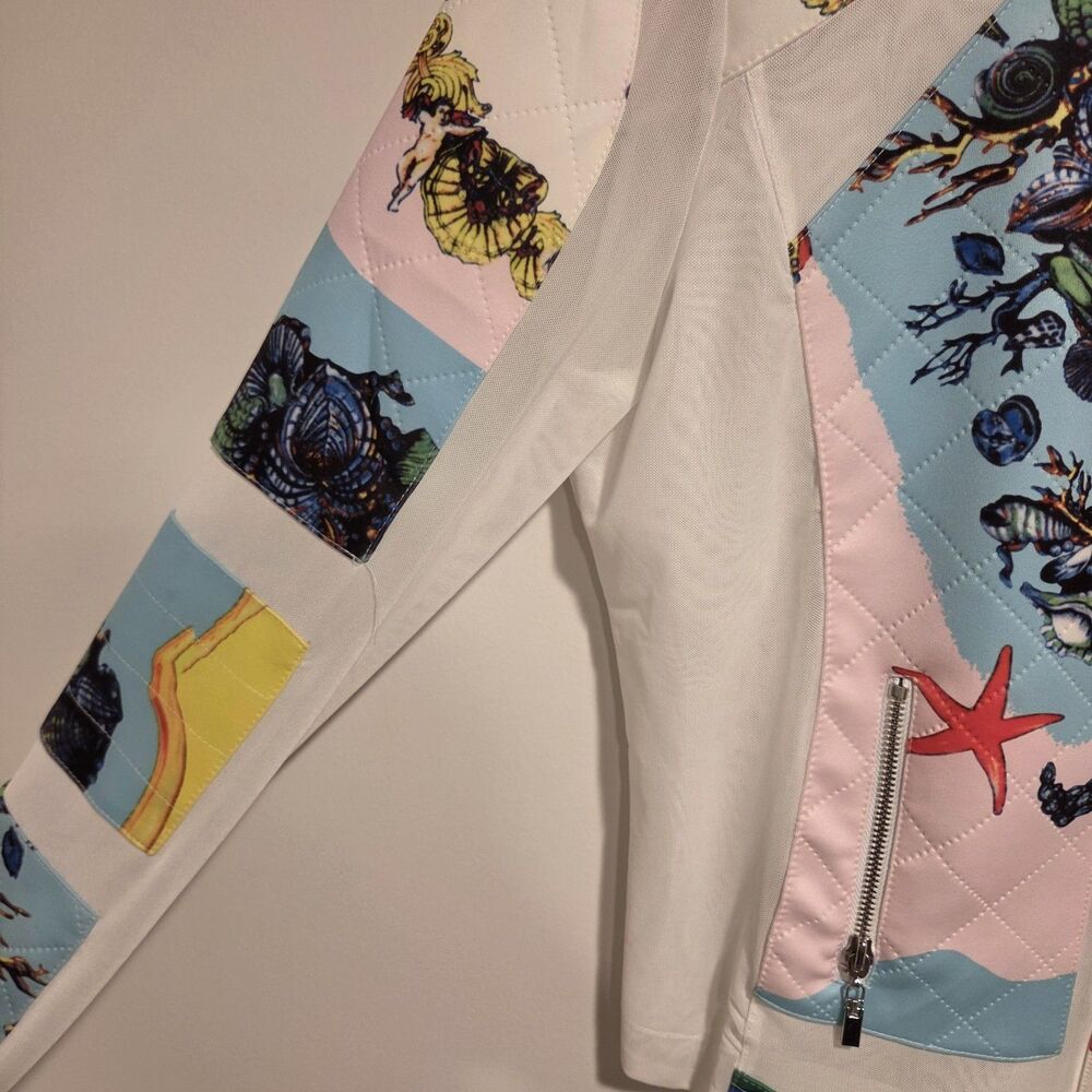 OO LALA Jacket Coastal Moto Mesh Large Womens Seashell Ocean Beach Vacation FL - Picture 3 of 9